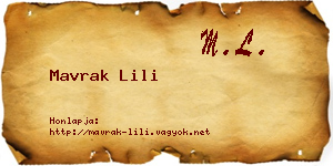 Mavrak Lili névjegykártya